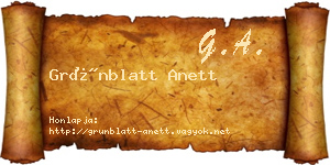Grünblatt Anett névjegykártya